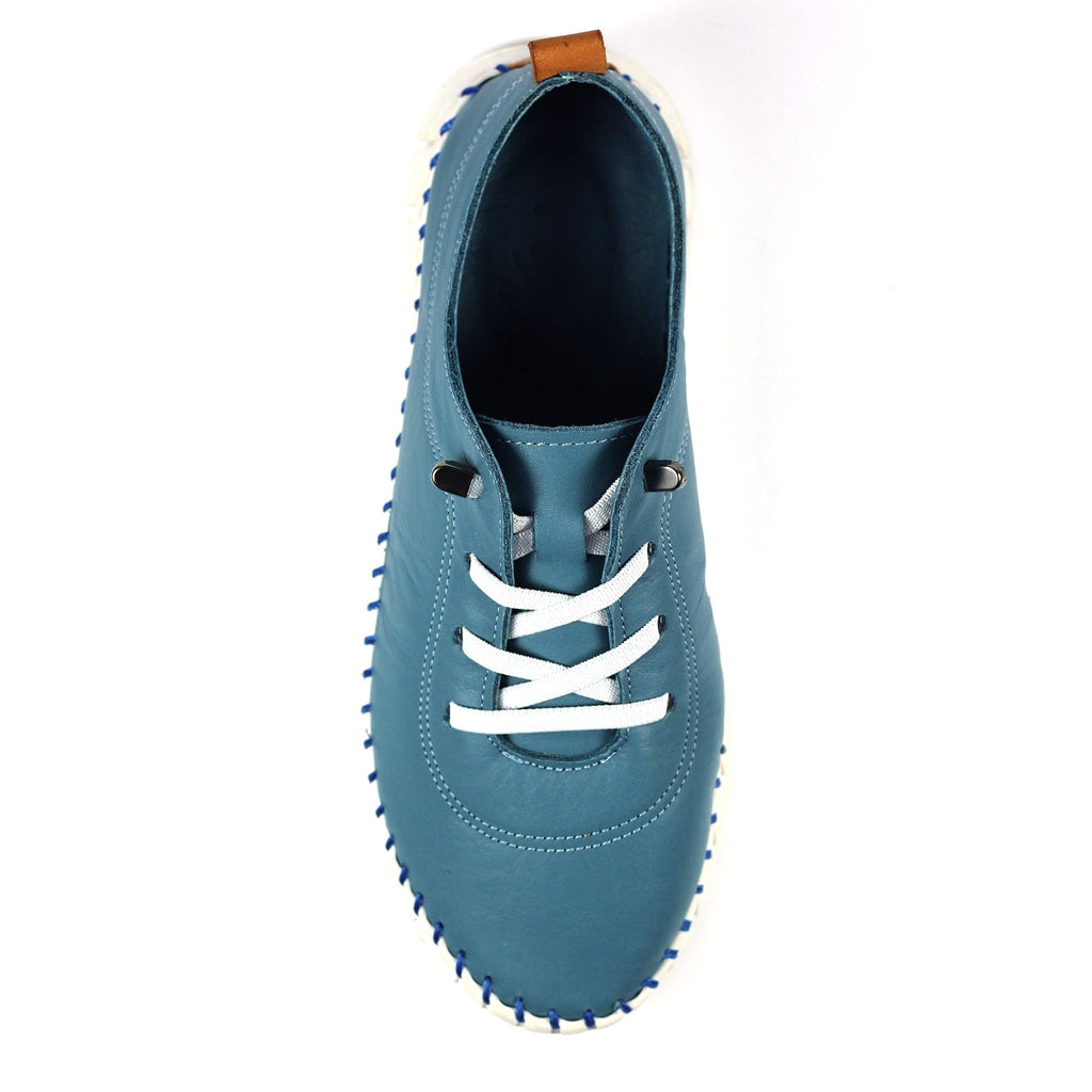 St Austell Light Blue Leather Plimsoll
