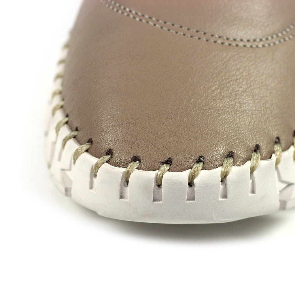 St Austell Taupe Leather Plimsoll