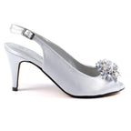 Sabrina Silver Satin Slingback Court