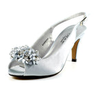 Sabrina Silver Satin Slingback Court
