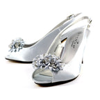 Sabrina Silver Satin Slingback Court