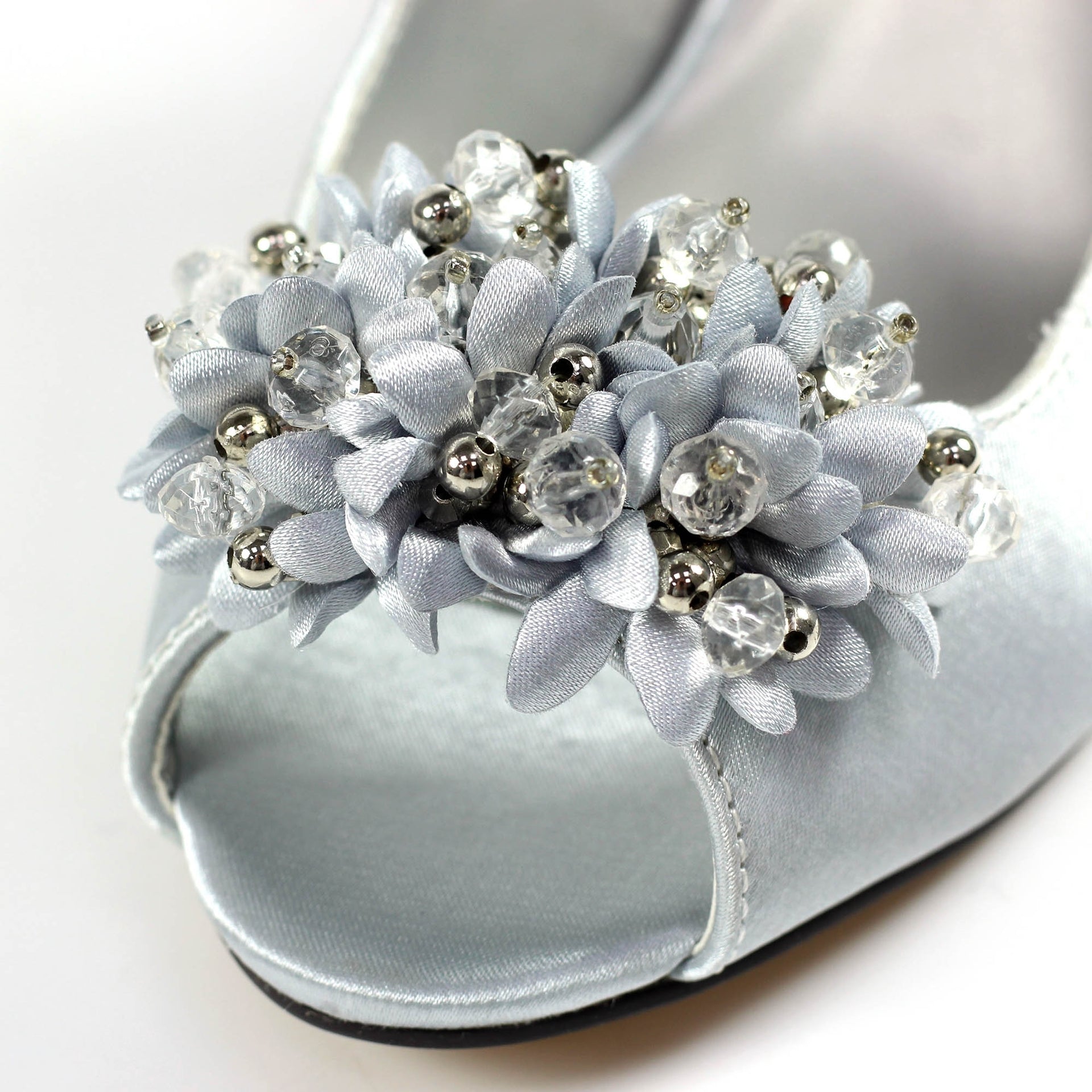Sabrina Silver Satin Slingback Court