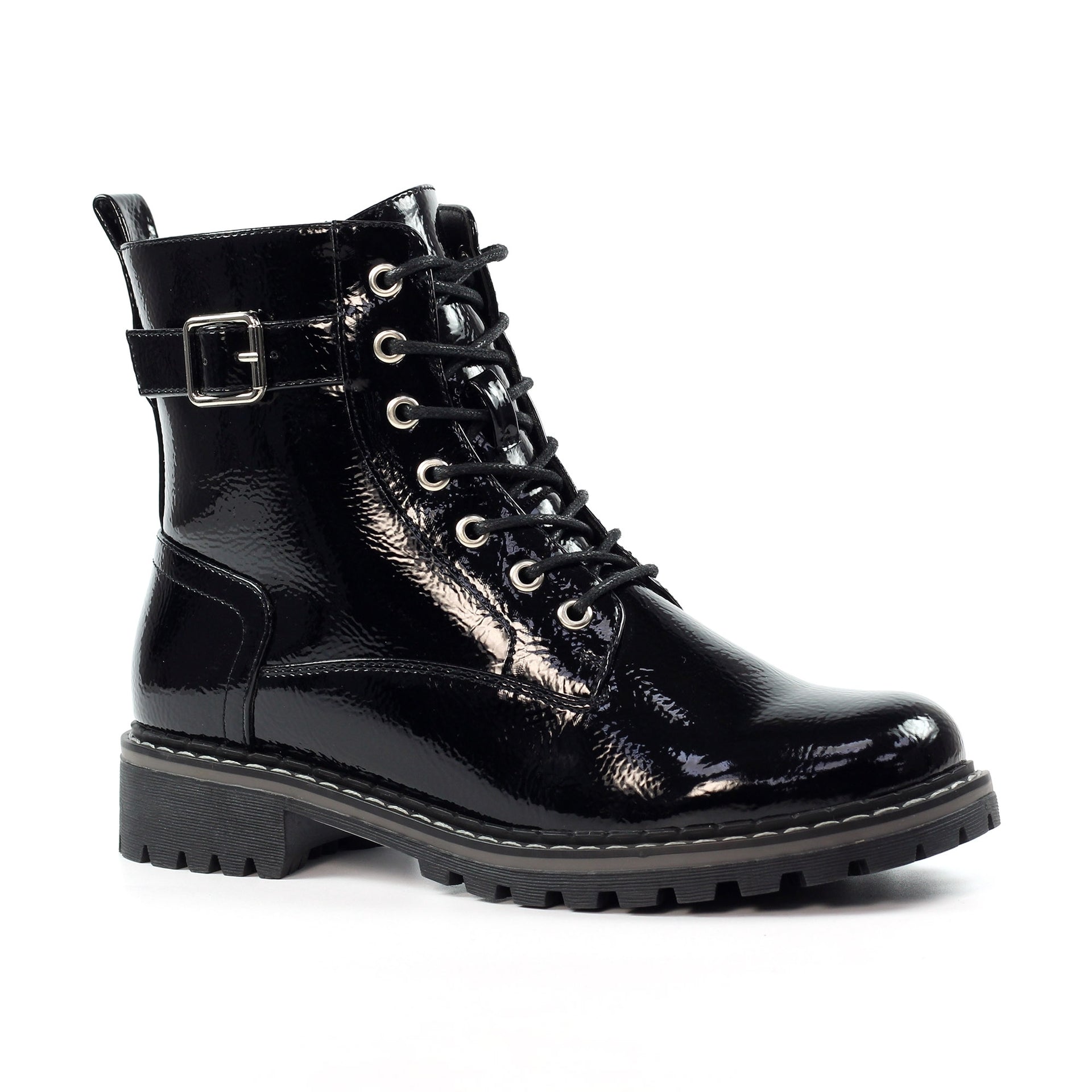 Parlour Black Patent Ankle Boot