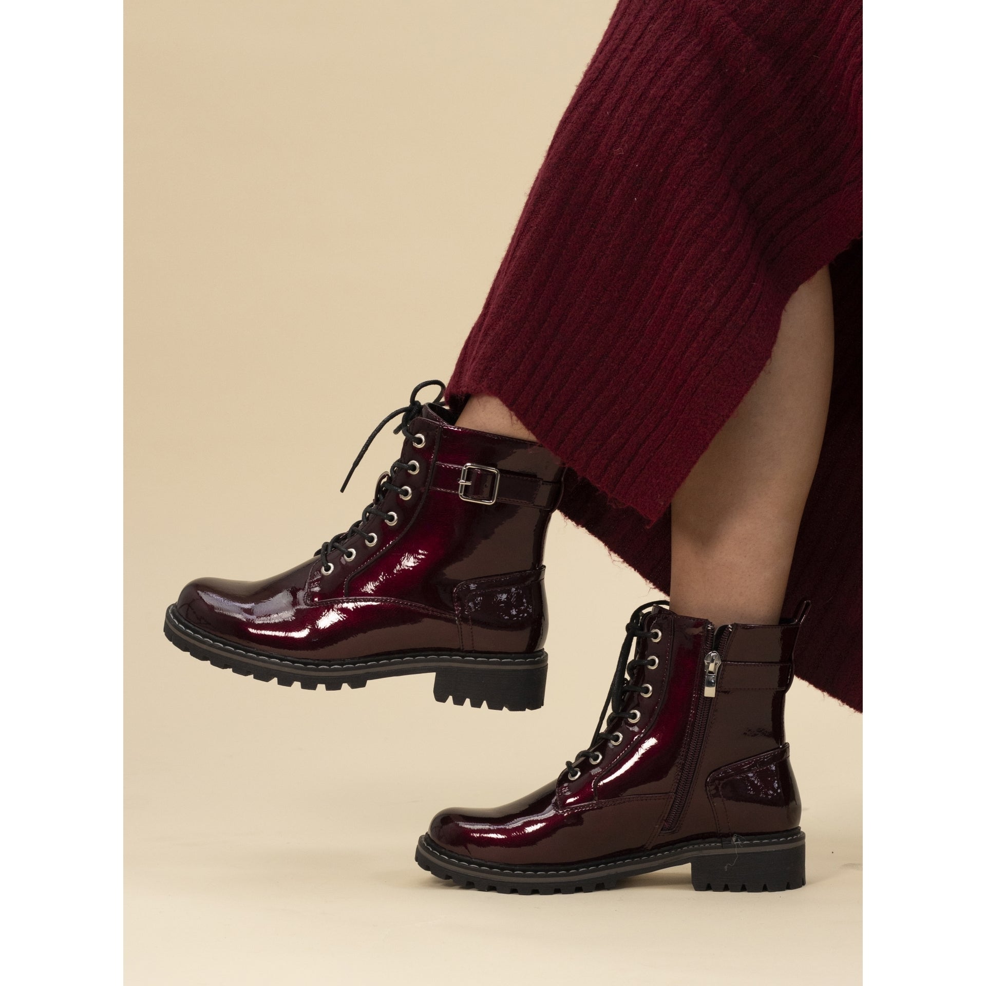 Parlour Burgundy Patent Ankle Boot
