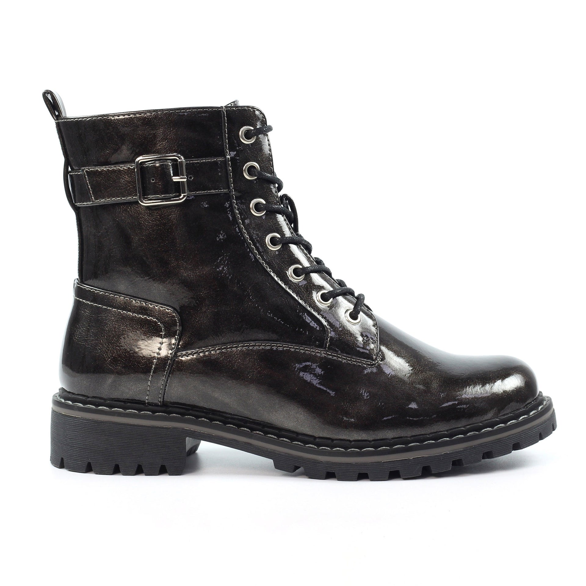 Parlour Grey Patent Ankle Boot