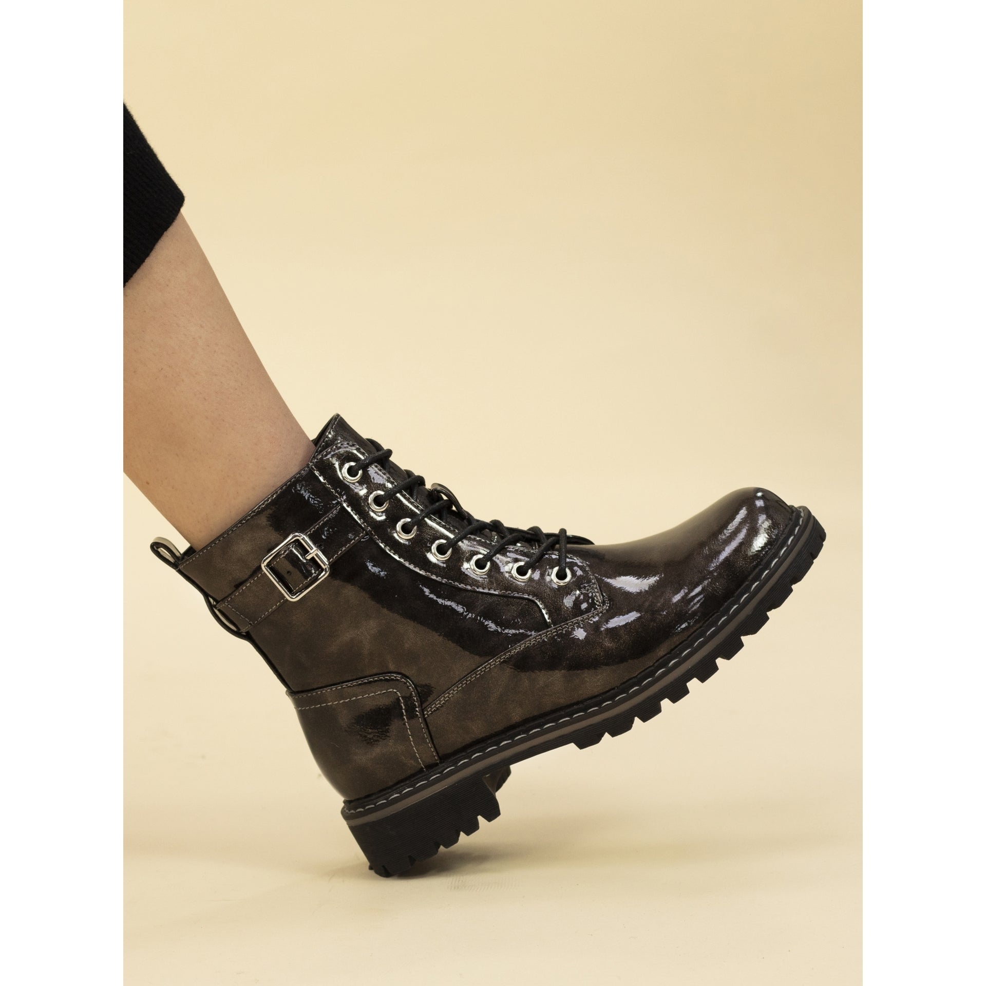 Parlour Grey Patent Ankle Boot