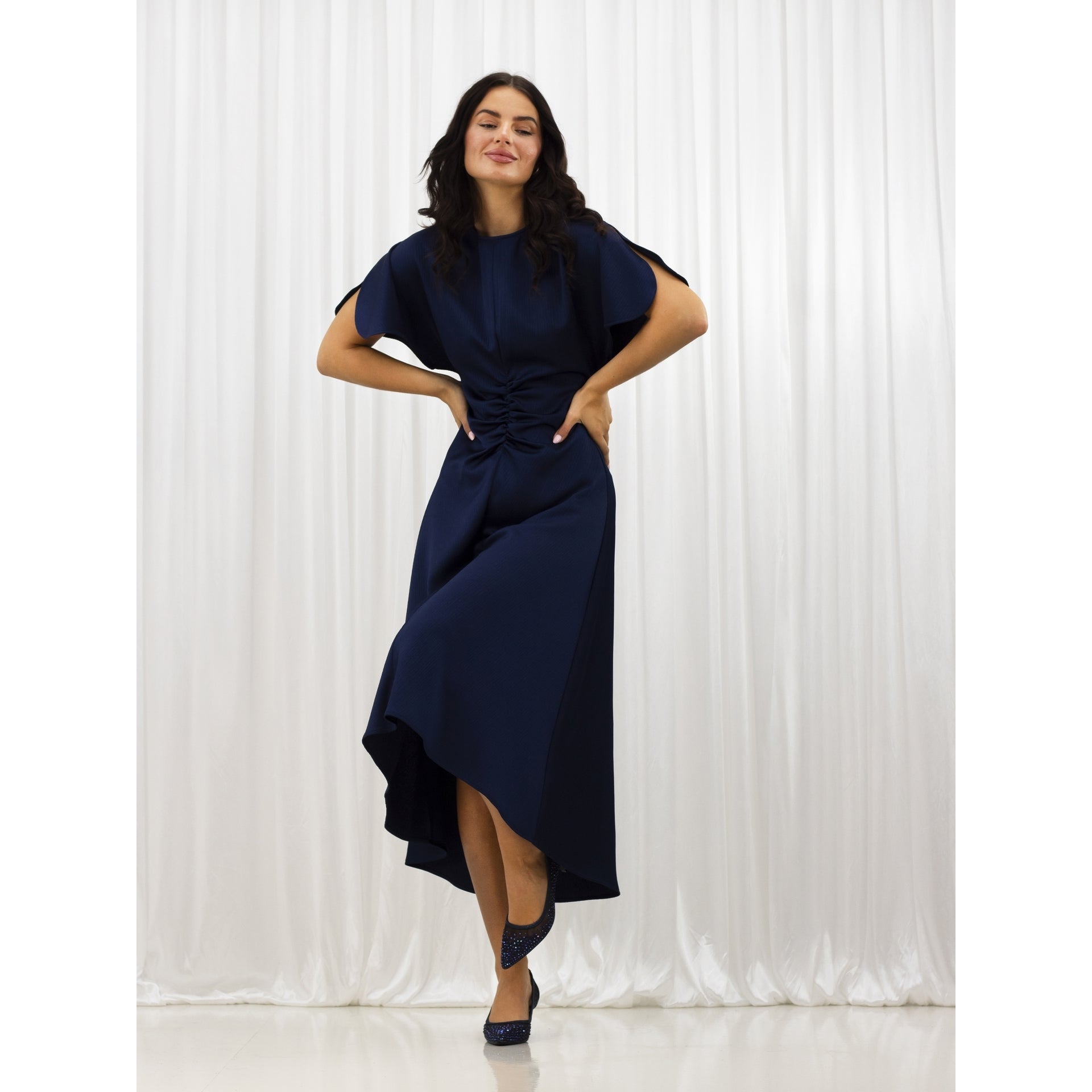Alisha Navy Gemstone Kitten Heel