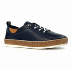 Evie Navy Leather Plimsoll