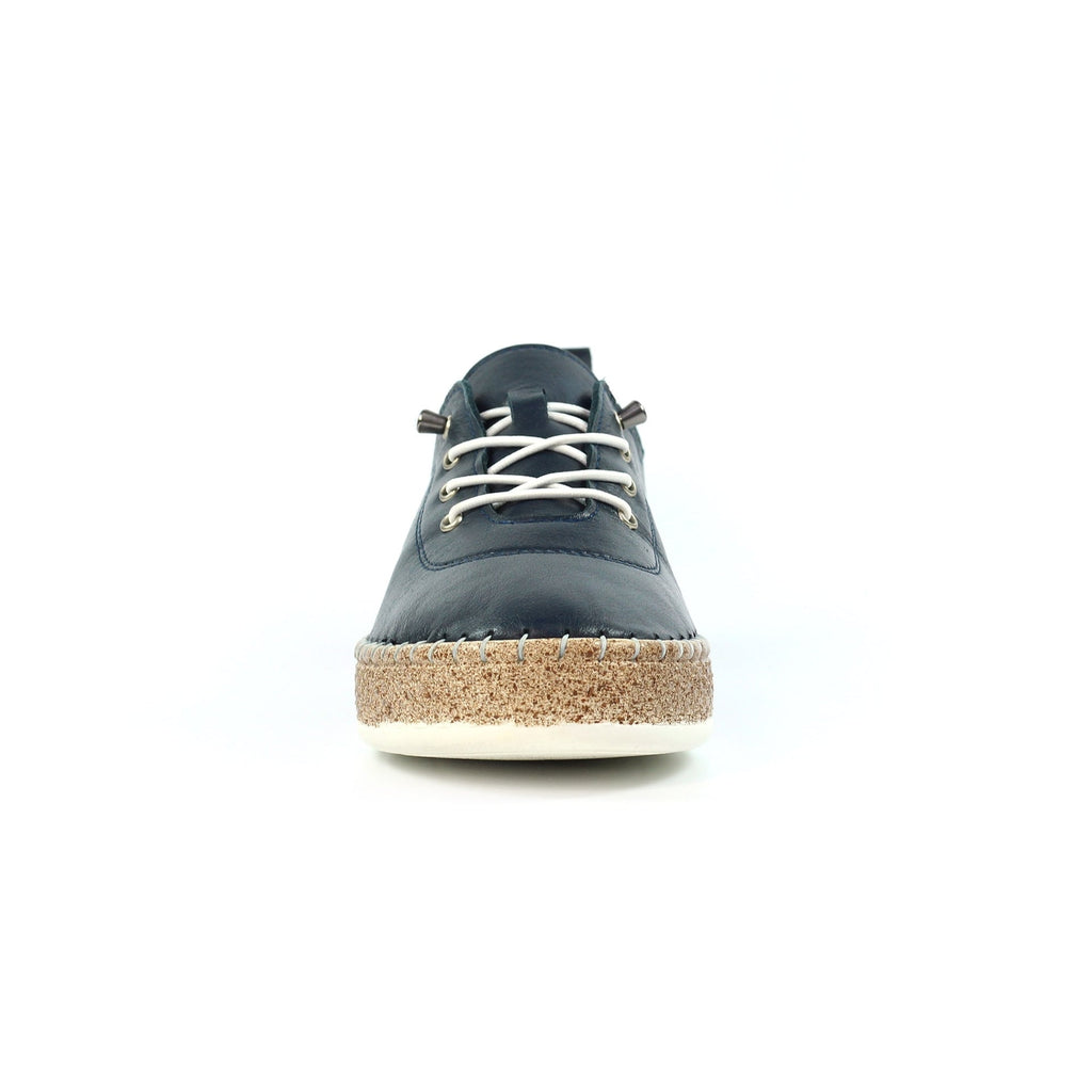 Evie Navy Leather Plimsoll