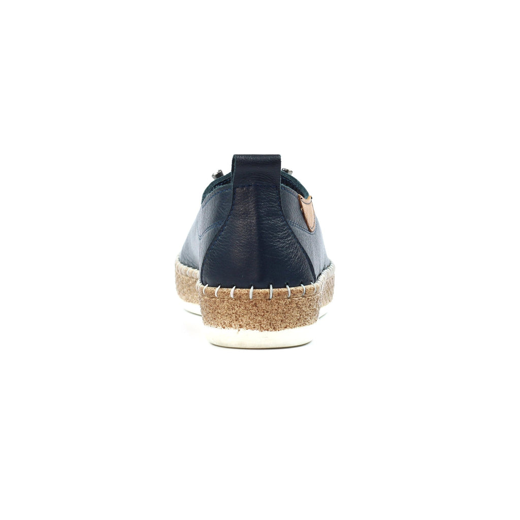Evie Navy Leather Plimsoll