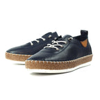 Evie Navy Leather Plimsoll