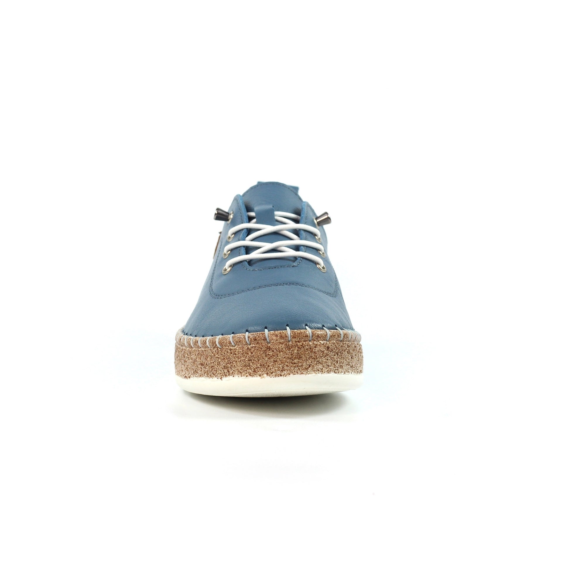 Evie Mid Blue Leather Plimsoll