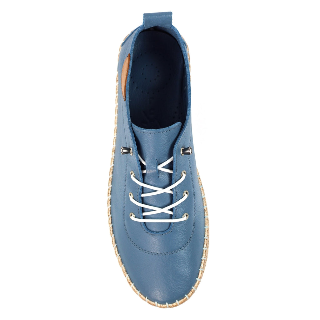 Evie Mid Blue Leather Plimsoll