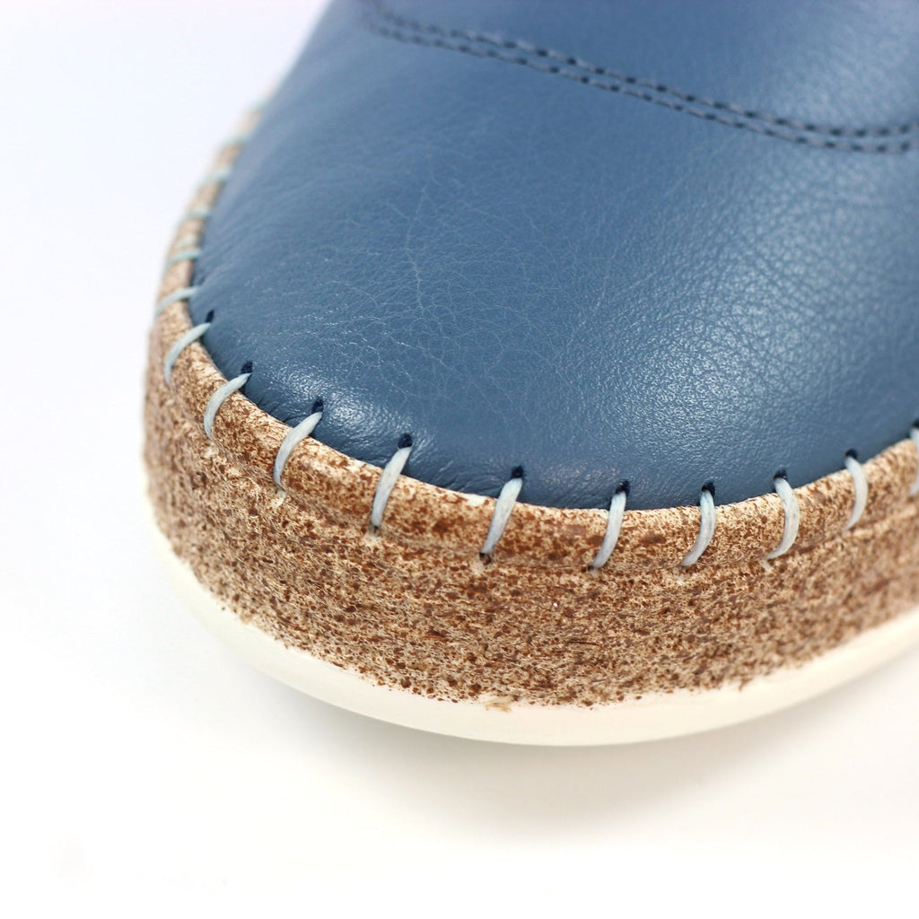 Evie Mid Blue Leather Plimsoll