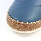Evie Mid Blue Leather Plimsoll