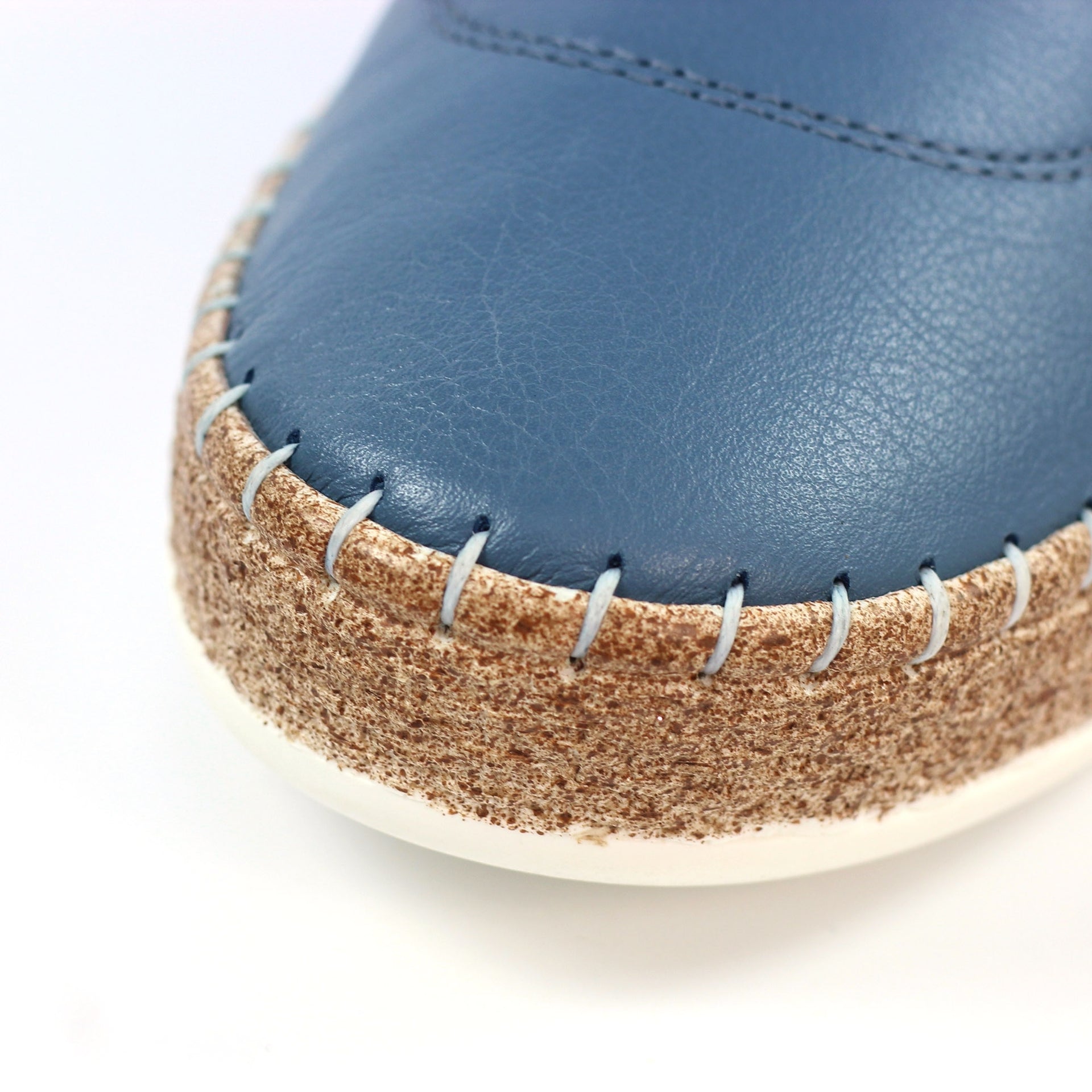 Evie Mid Blue Leather Plimsoll