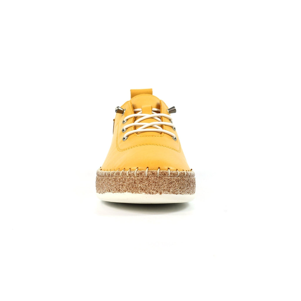 Evie Mustard Leather Plimsoll