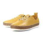 Evie Mustard Leather Plimsoll