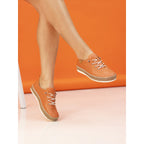 Evie Orange Leather Plimsoll