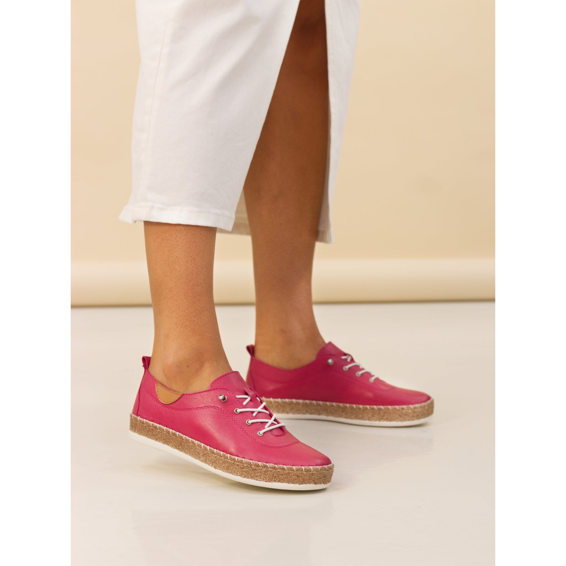 Evie Raspberry Leather Plimsoll | Lunar Shoe | Lunar Shoes – Lunar
