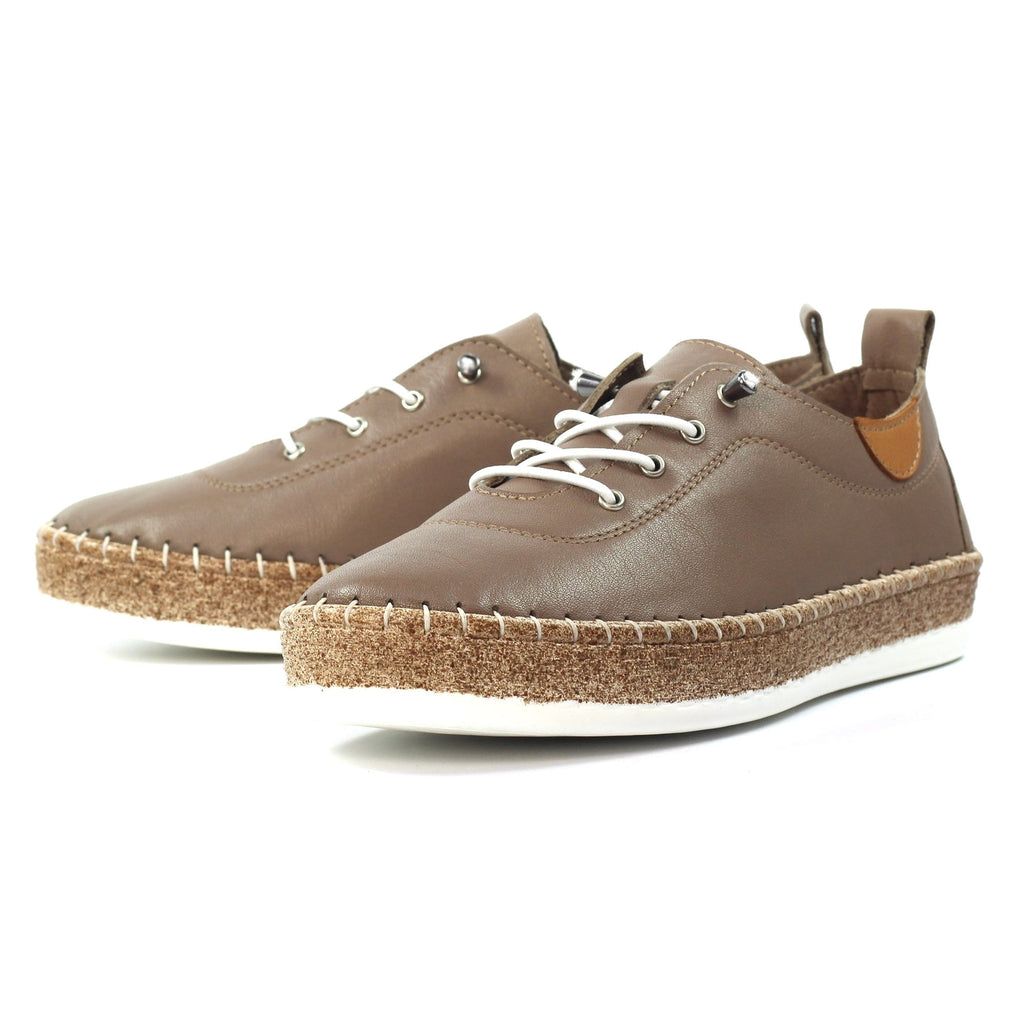 Evie Taupe Leather Plimsoll