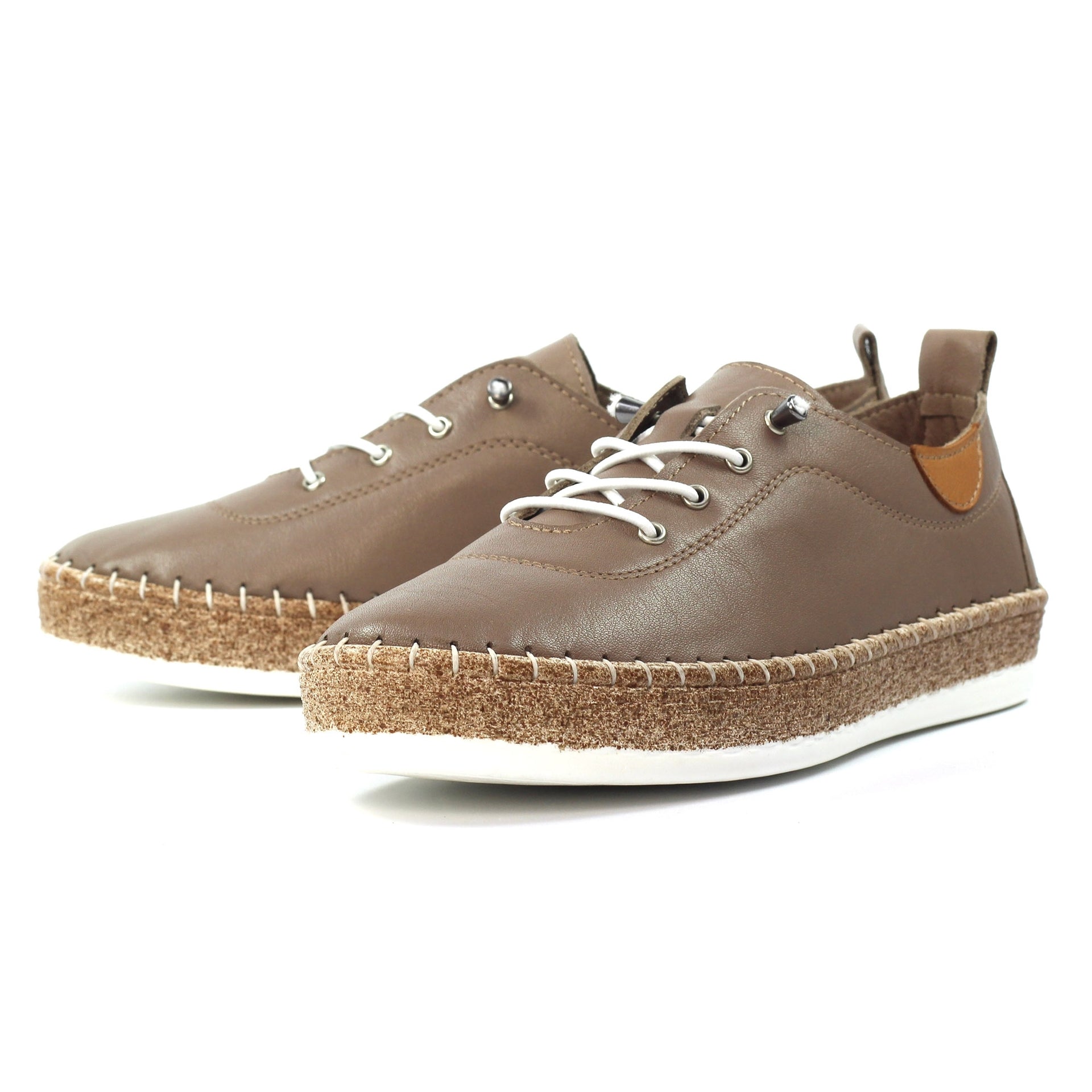 Evie Taupe Leather Plimsoll