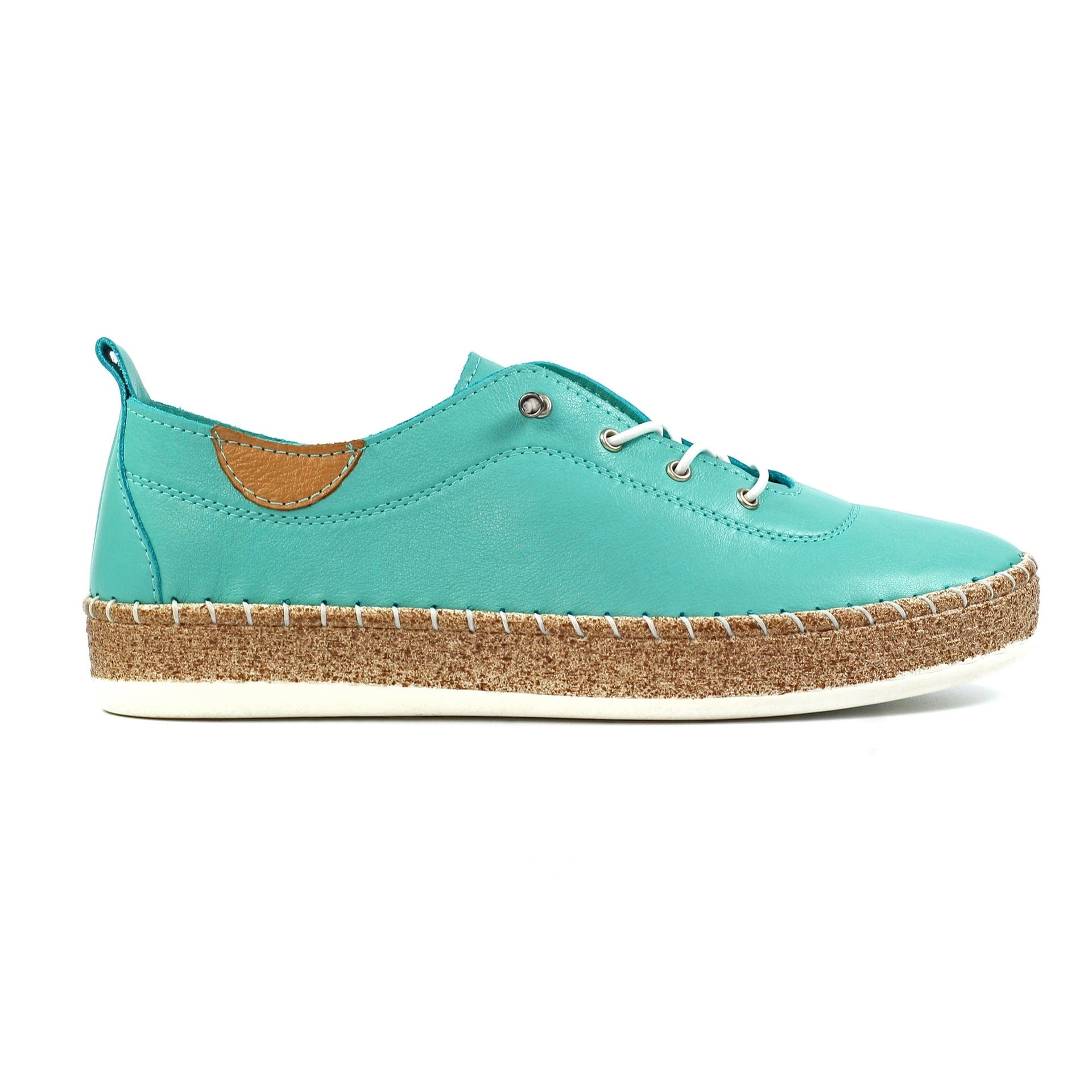 Evie Turquoise Leather Plimsoll