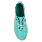 Evie Turquoise Leather Plimsoll