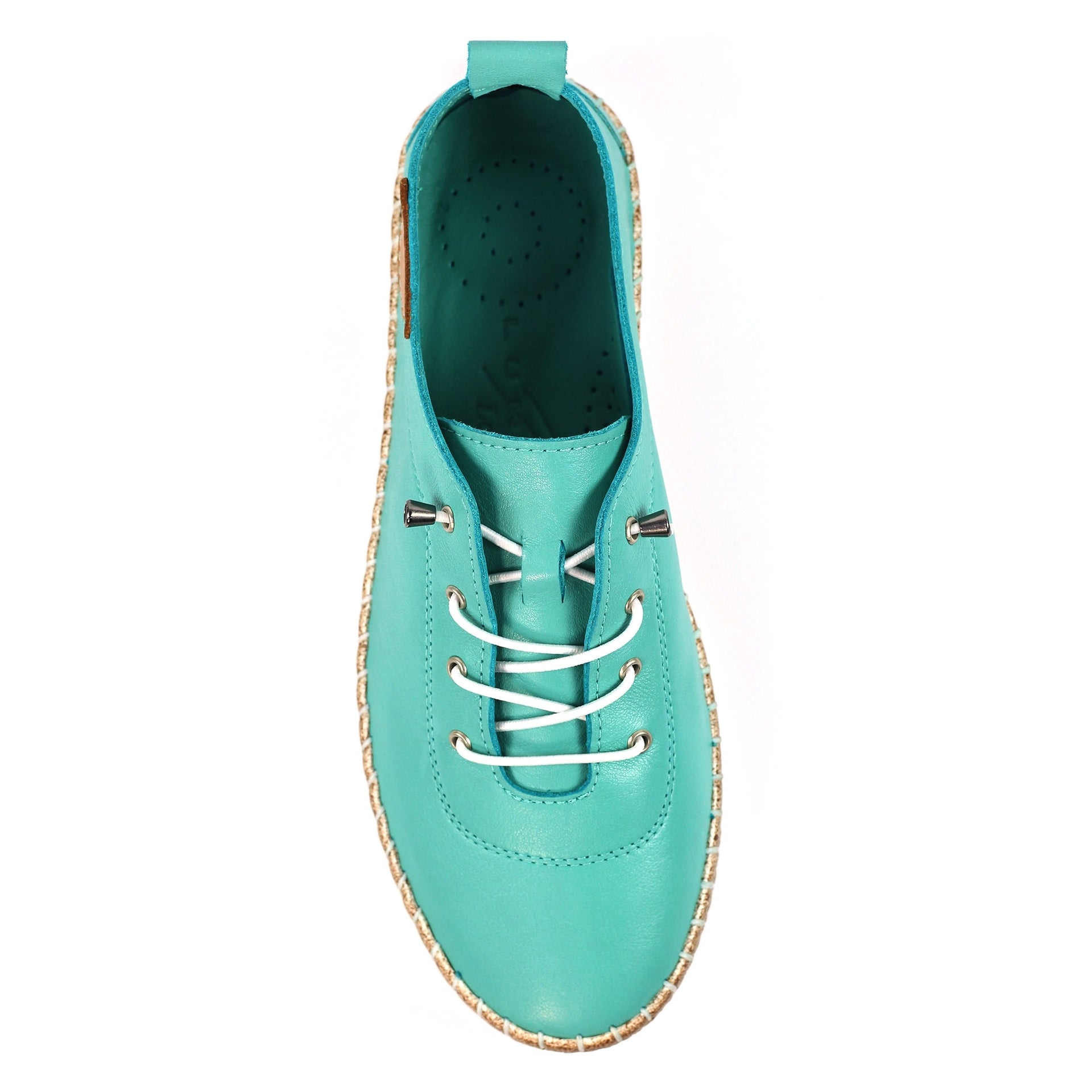 Evie Turquoise Leather Plimsoll