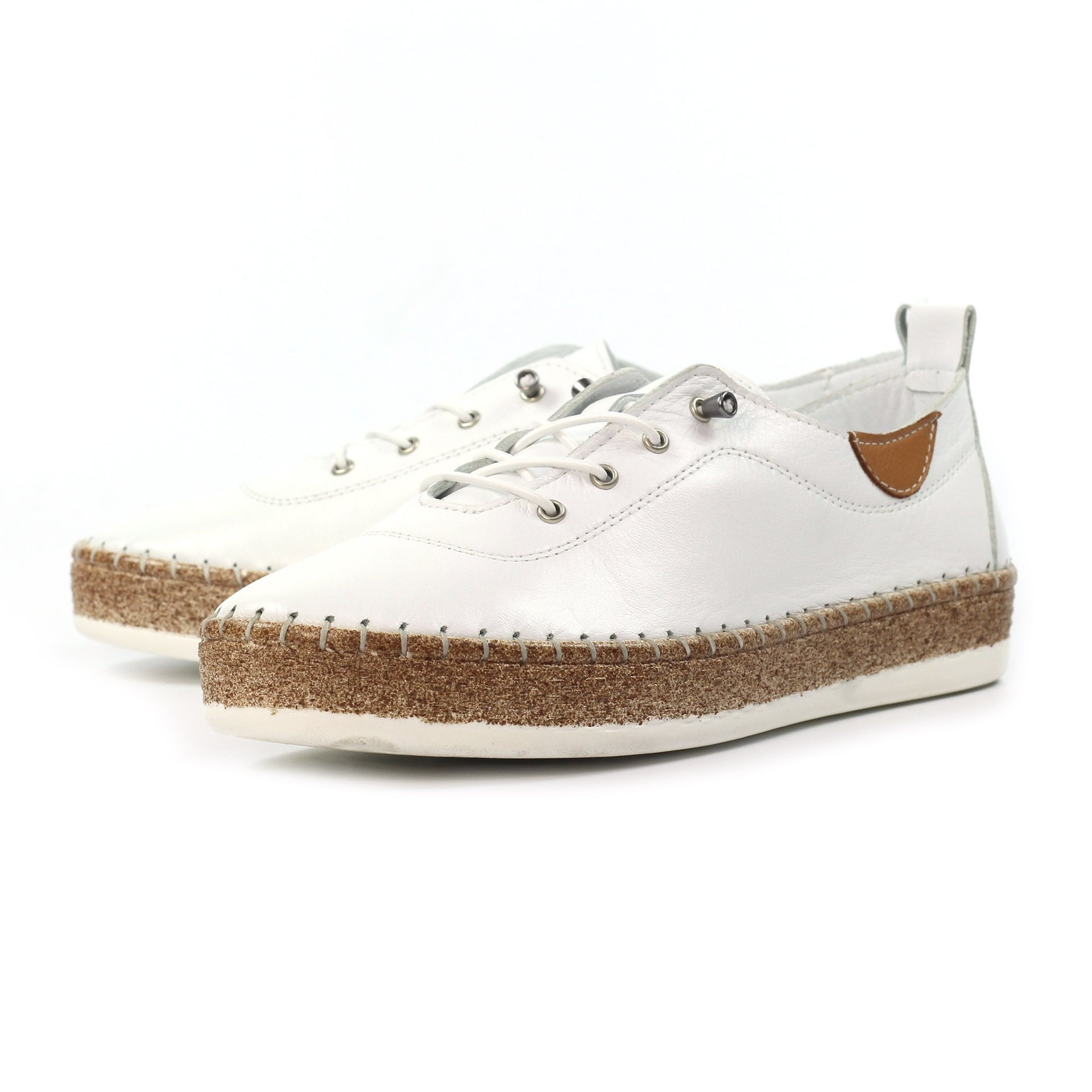 Evie White Leather Plimsoll
