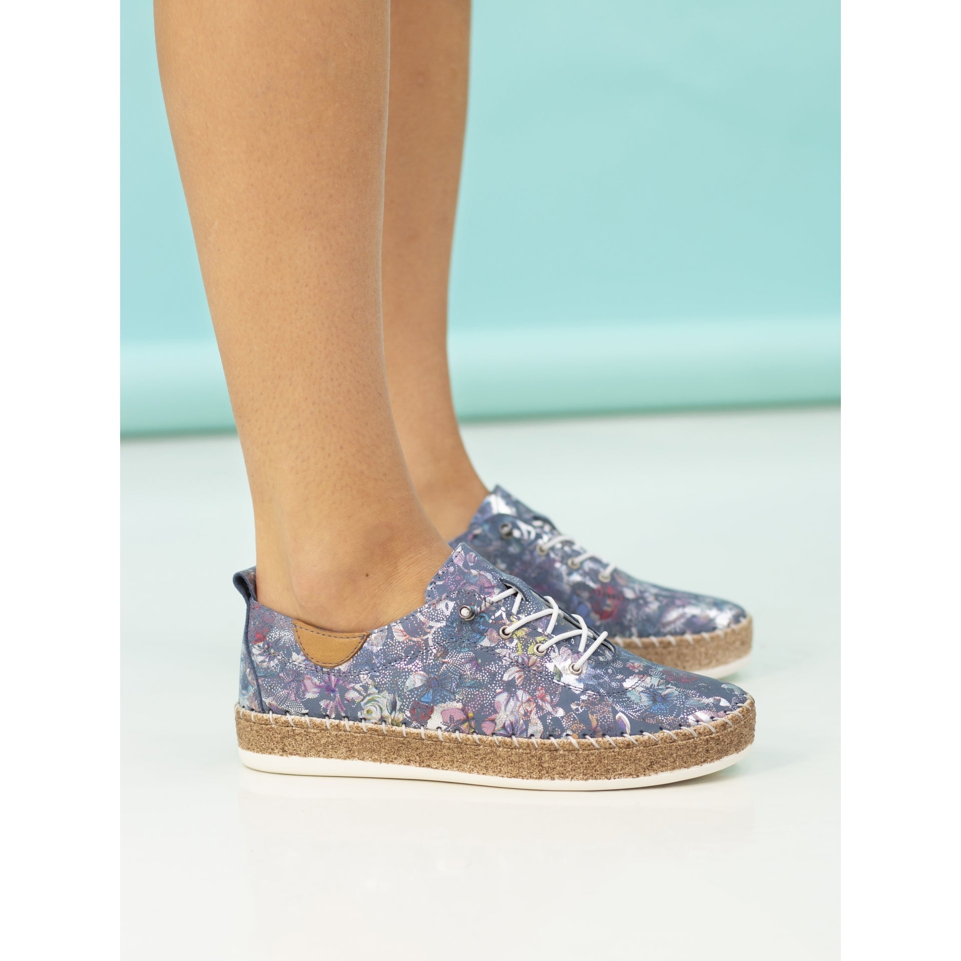 Iva Blue Leather Plimsoll