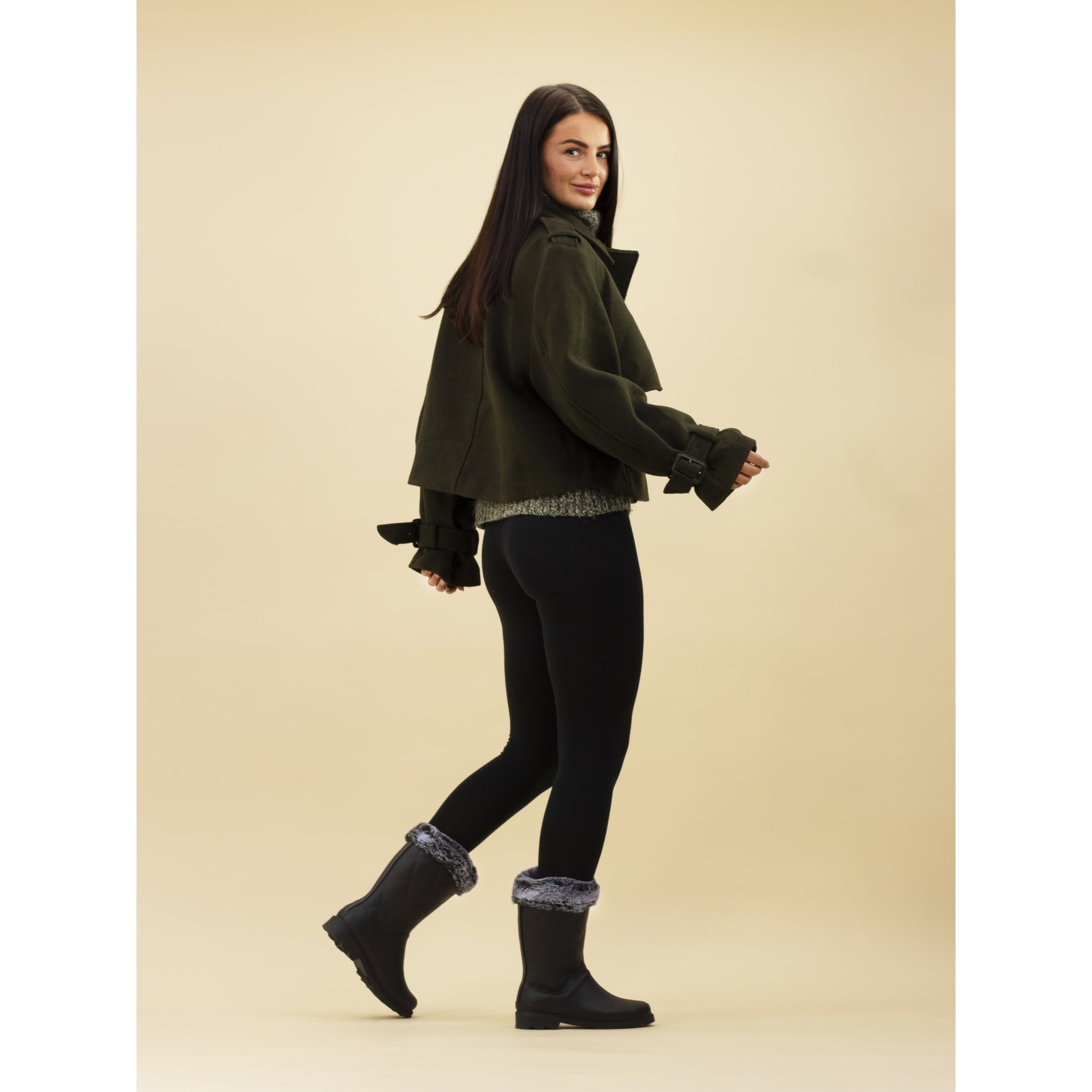 Norway Black Faux Fur-Lined Wellington