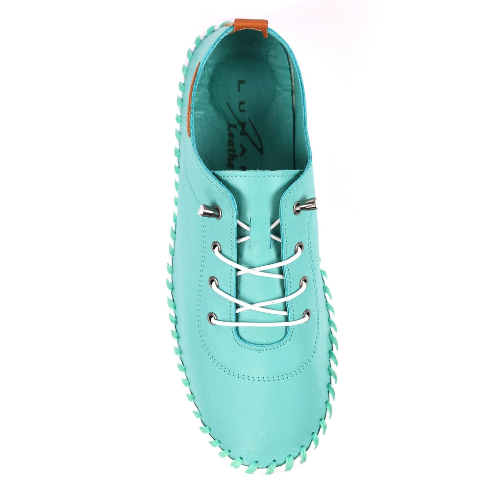 St. Ives Turquoise Leather Plimsoll