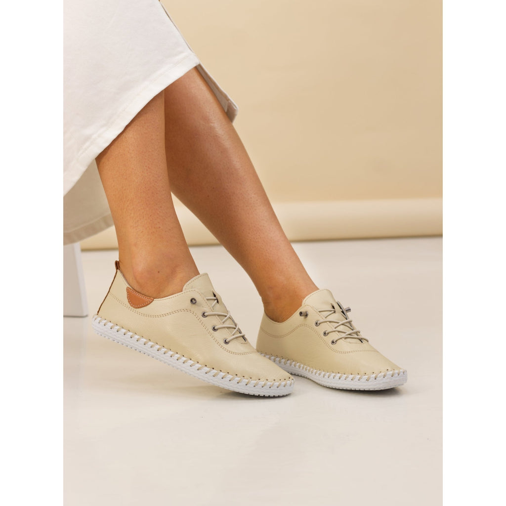 St. Ives Cream Leather Plimsoll