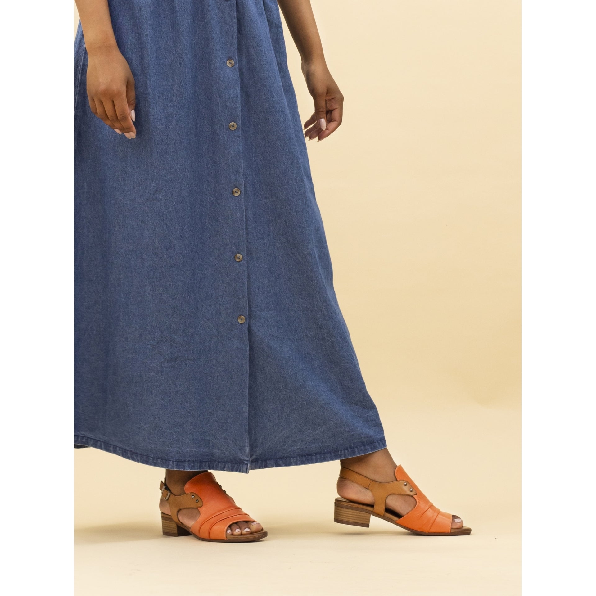 Jaden Orange Leather Sandal