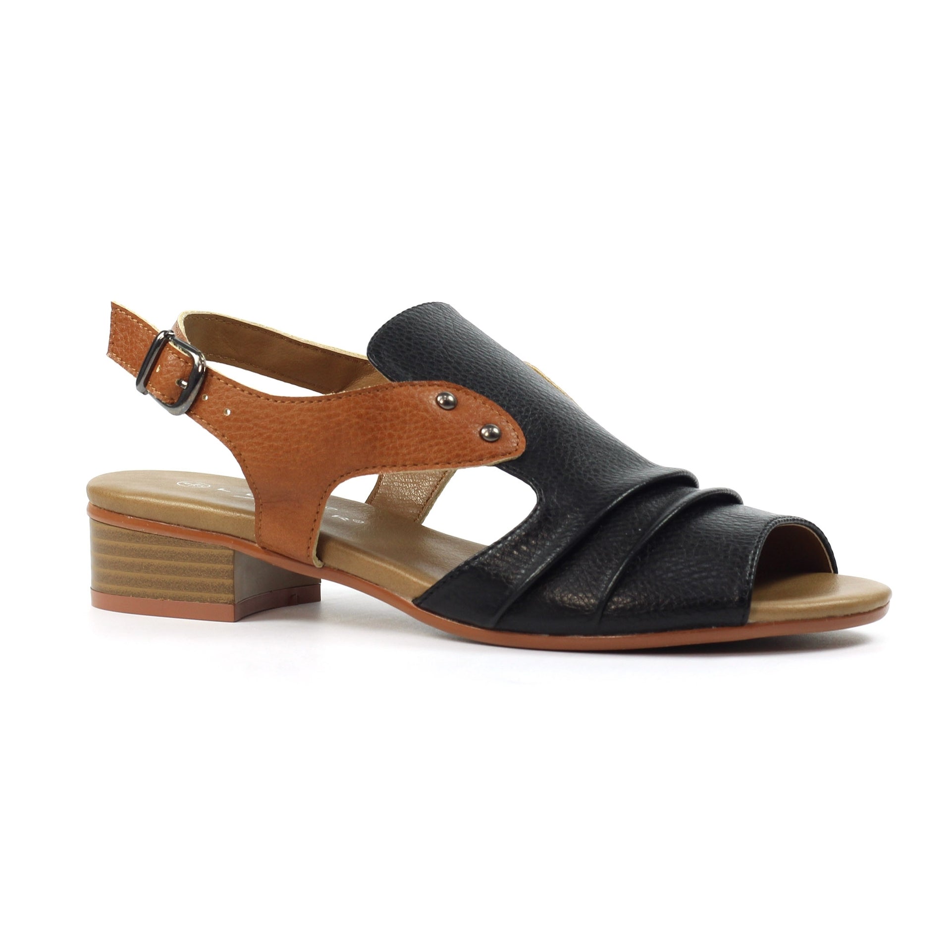 Jaden Black Leather Sandal