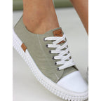 Truffle II Khaki Leather Plimsoll