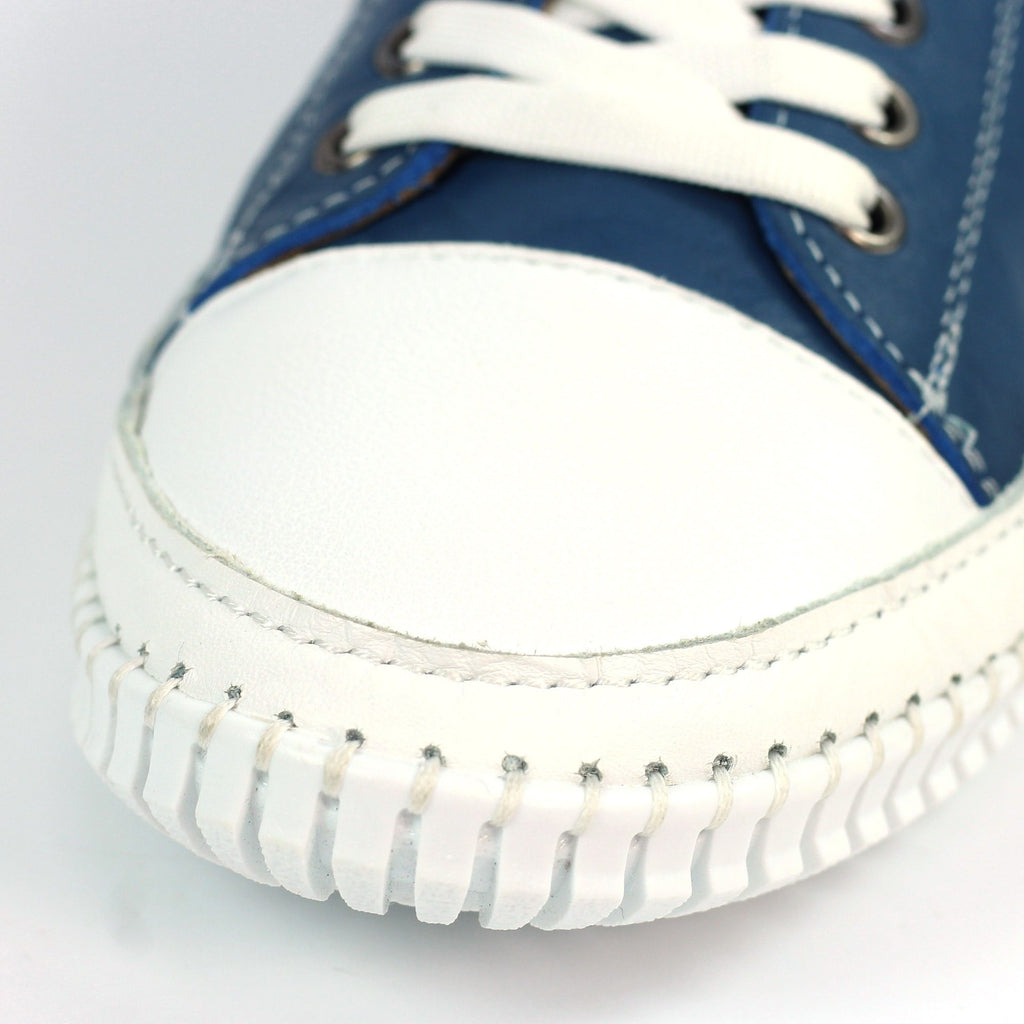 Truffle II Mid Blue Leather Plimsoll