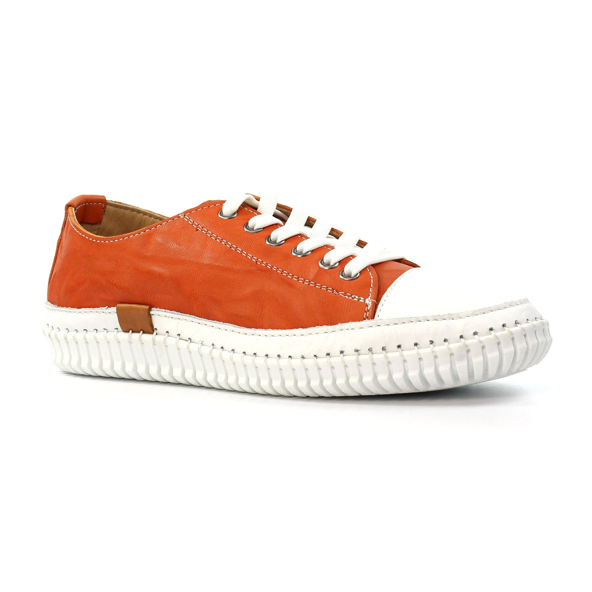 Truffle II Orange Leather Plimsoll