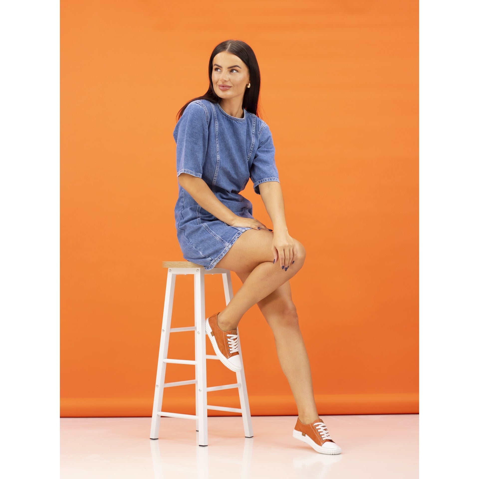Truffle II Orange Leather Plimsoll