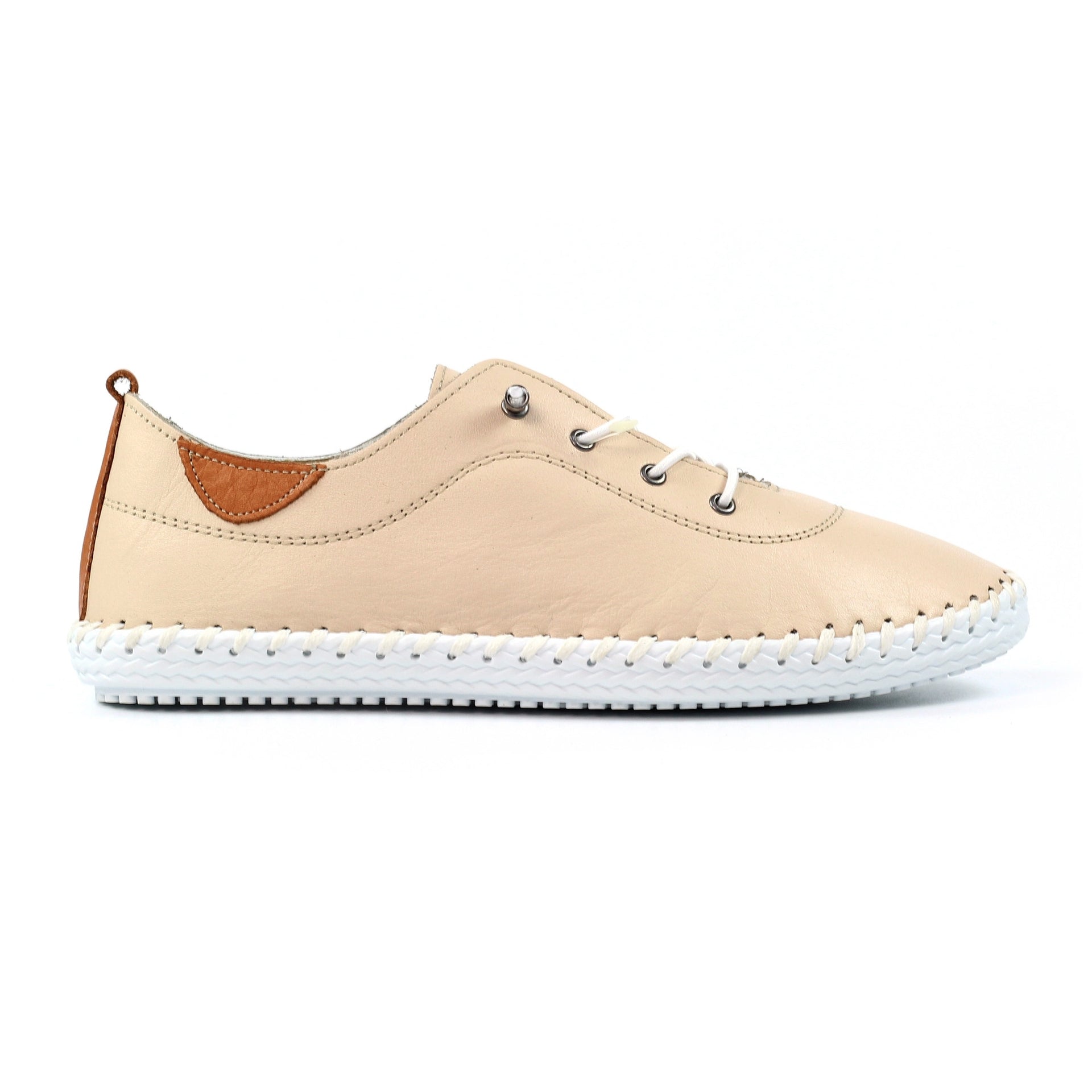 St. Ives Cream Leather Plimsoll