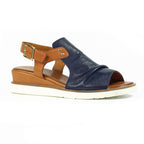 Steffi Navy Leather Wedge Sandal