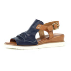 Steffi Navy Leather Wedge Sandal