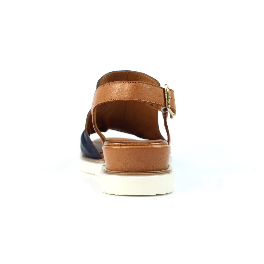 Steffi Navy Leather Wedge Sandal