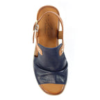 Steffi Navy Leather Wedge Sandal