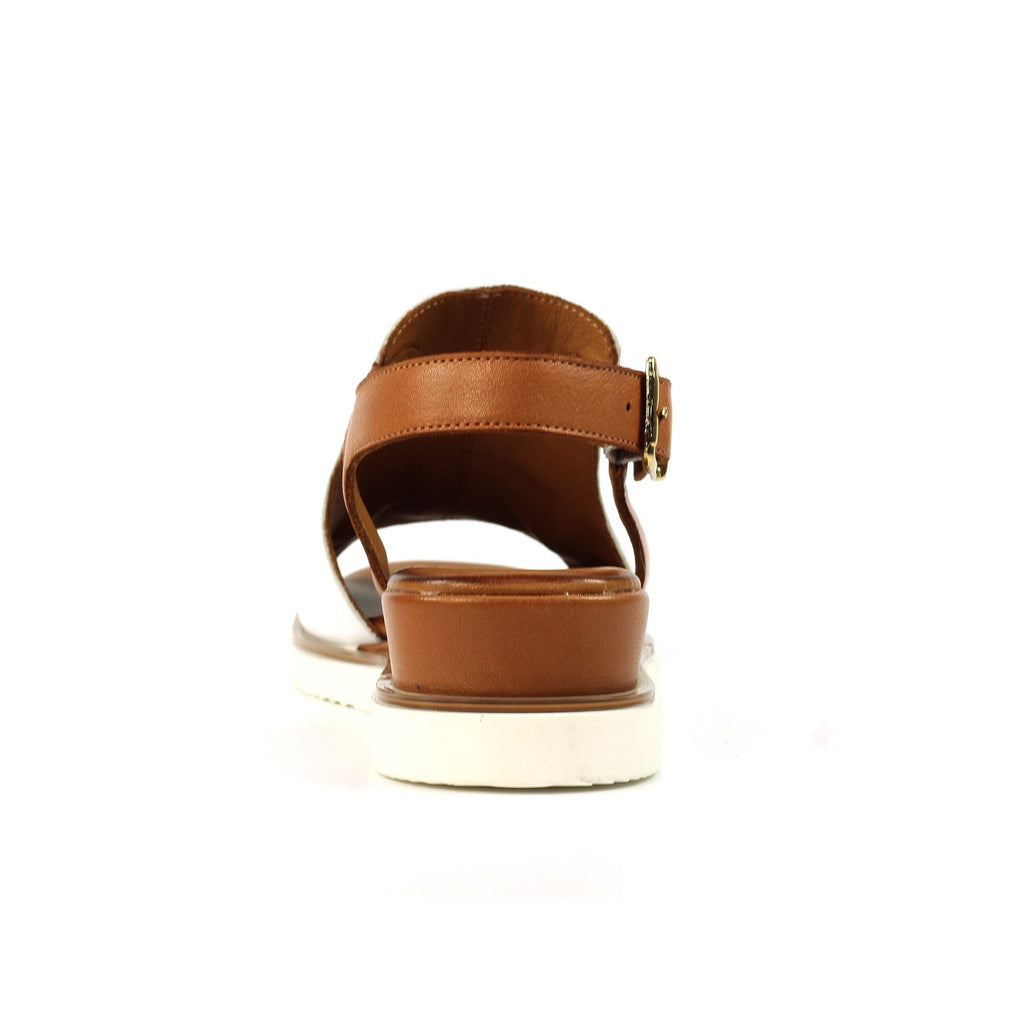 Steffi White Leather Wedge Sandal