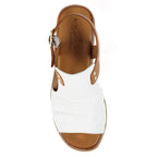 Steffi White Leather Wedge Sandal