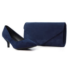 Abby Navy Kitten Heel Court Shoe