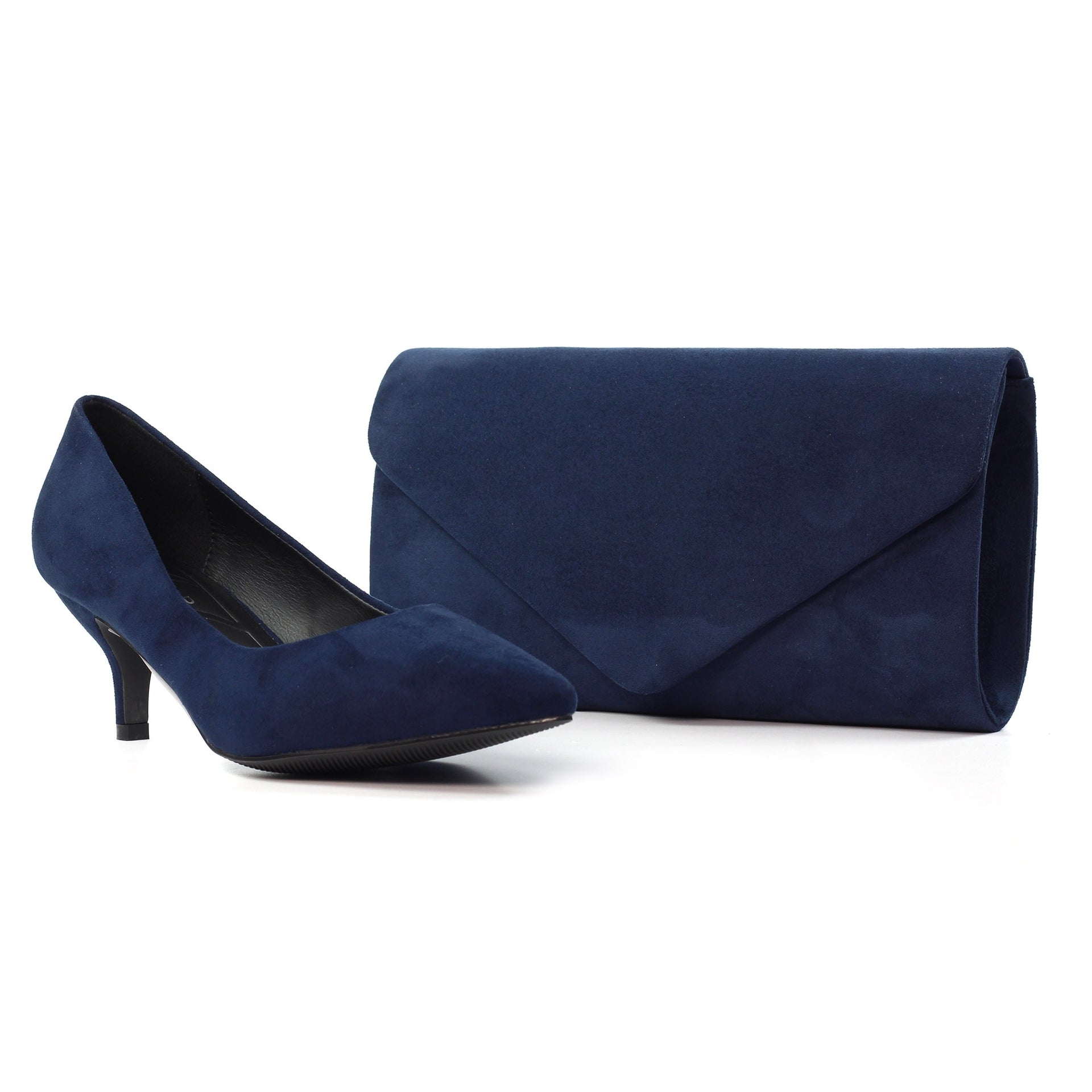 Abby Navy Kitten Heel Court Shoe
