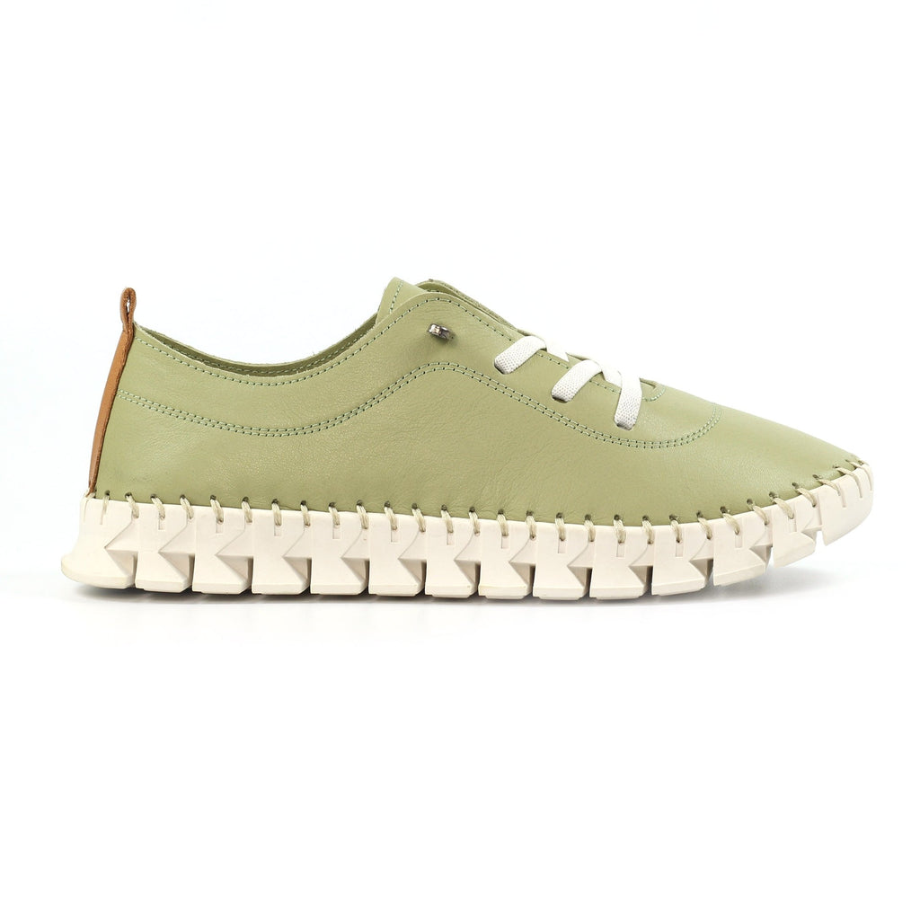 St Austell Khaki Leather Plimsoll
